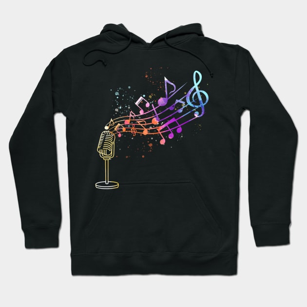 Microphone with music notes singer Hoodie by Anfrato